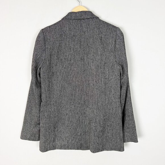 H&M Black & White Herringbone Blazer Jacket Fall Winter Classic Size 6 Women's - Picture 3 of 4